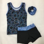 ハーフトップ レオタード&スパッツ JL ※シュシュ付き         ◉サイズ違いオーダー可◉