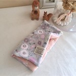 8重ガーゼ大判ハンカチ*北欧調小鳥flower*優しい色*pinkgray*
