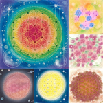 送料無料☆フラワーオブライフ＊キラキラポストカード☆5枚セット