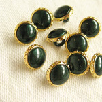 ■再販■グリーン■10個入■11mm■VINTAGEボタン (ゴールド　花びら　小)　 [1483-11] ピアスに!
