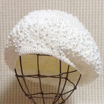 モールヤーン引き揃えのホワイトコットン🌿ベレー帽