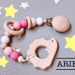 ✩歯固め.おしゃぶりホルダー(はりねずみ)⋆*パステルピンク