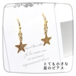 とても小さな星のピアスorイヤリング 送料無料 キラキラ スター 星屑 スターダスト ゴールド ストーン ガラス