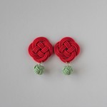 チャイナカラーの水引ピアス/イヤリング(赤)
