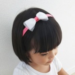 *再販*ふわふわ♡ピンク×白リボンのバイカラーカチューシャ【子供用】