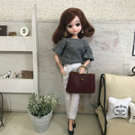 リカちゃん服♡グレーオフショルトップス＆白テーパードパンツ♡リアルクローズ  