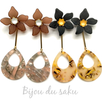 秋色フラワー×べっ甲ロングピアス/イヤリング