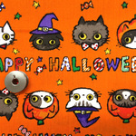 新作！【50×50】ハロウィン猫ちゃんフェイス　生地（オレンジ）