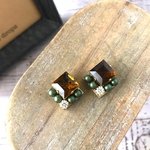 ✳︎人気♡再販♪べっ甲とマットカーキパールのスクエアビジューピアス・イヤリング✳︎