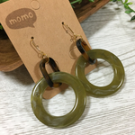 べっこう×マーブルビーズの大ぶりピアス・イヤリング♡(カーキ)