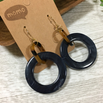 べっこう×マーブルビーズの大ぶりピアス・イヤリング♡(ネイビー)