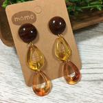 可愛い！べっこうしずくの揺れる大ぶりピアス・イヤリング♡