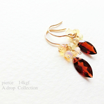 ガーネット×オパール ピアス