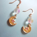 【No.512】月&星 ルナフラッシュ ピアス（ピンク）