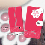 Android 手帳型スマホケース 【じゃんけん白猫の肉球でパー（スィートチェリー）】（iPhoneにも対応）（名入れ可）