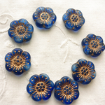 【2コセット】JIRI＊IVANA czech beads #チェコビーズ button flower 18㍉ marble コバルトブルー
