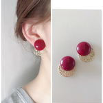 再販 カボション  ボルドー 秋ピアス
