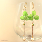  紫陽花×パール グリーン ピアス/イヤリング
