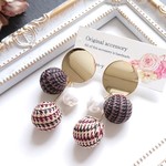 おおぶり グレンチェック ピアス/イヤリング