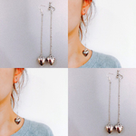 ♡No.125♡シルバーハート ロングチェーンピアス♡イヤリング