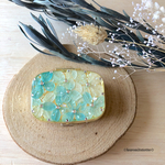 ブルーホワイト紫陽花とスワロフスキーのピルケース(スクエア型)