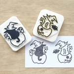 【在庫あり】ハロウィンはんこ＜かぼちゃネコ＞