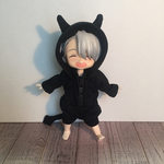 悪魔ちゃんつなぎ 長袖 黒 尻尾、羽付き