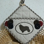 コリー　シルエット刺繍　鍋つかみ　ウォールポケット①