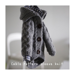 Cable pattern sleeve knit gray (わんちゃんセーター)