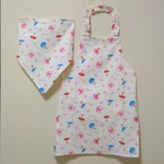 《ご予約済み》サイズ110 ゴム入 子供用エプロン(三角巾オプション)バレリーナ(白)