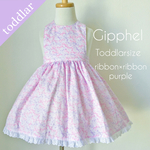 天使のドレスエプロン ribbon×ribbon-purple/Toddlersize