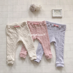 《90~100size》パステルカラーのアラン風ニットのレギンス