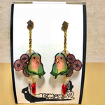 小鳥とお花のピアス(コザクラインコ:ノーマル)