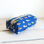 SALE　横長ボックスポーチ（にゃんこ青）