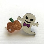 キラキラハロウィンリボンバレッタ（オバケ）