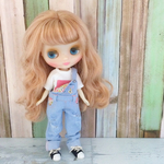 5way アクアマリンデニムサロペット＆パグＴシャツセット（ダメージ有）