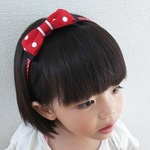 再×2ミニーちゃんカラー赤×白ドットリボンのカチューシャ＆バレッタ【親子ペア可】