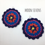【送料無料】お花クロシェピアス navy
