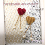 ♡.° ワッフル  ハート パール ピアス イヤリング .♡