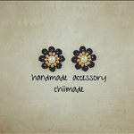 レース フラワー ビーズ刺繍 キラキラ ピアス イヤリング 秋冬