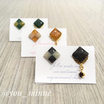 チェックタイルピアス/ノンホールピアス
