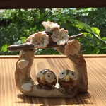 仲良しフクロウの置物