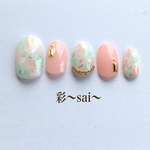 ピンク☆カラフルべっこうネイル/べっこうネイル