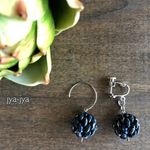 beads ball earrings - indigo denim