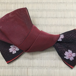 再販♡畳へりのリボン 黒小花×red