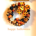  Halloween◇ハロウィンリース◇キラキラパンプキンオレンジ L