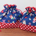 ハニーチューン×ポンポンのお弁当袋とコップ袋＊お花紺＊