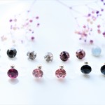 6mm カラーストーン♡　一粒ピアス/樹脂ノンホールピアス（イヤリング）