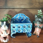藍色のソファー鉢☆pottery☆植木鉢☆陶芸☆多肉植物