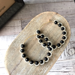 ✳︎オニキスのフリルフープピアス✳︎